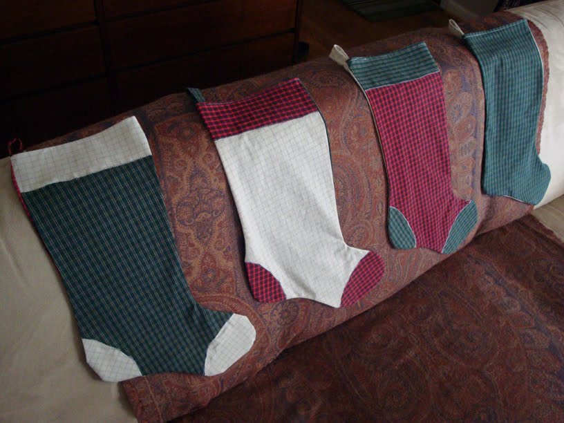 Turn thrifted shirts into adorable DIY Christmas stockings for the whole family!