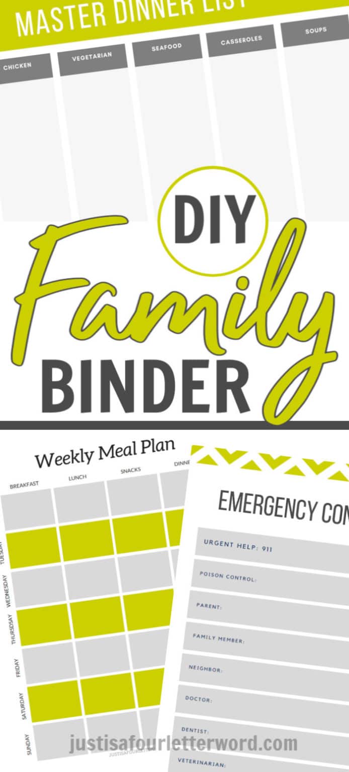 FREE Printable Family Binder Sheets - Just is a Four Letter Word