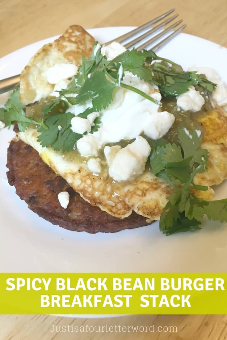 Spicy Black Bean Burger Breakfast Stack