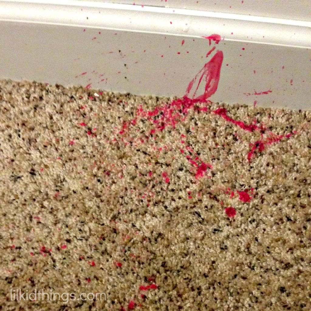 Spilled red wax all over the curtains and carpet did you? Try this super simple trick for cleaning wax stains out of both the carpet and fabric and save your sanity!