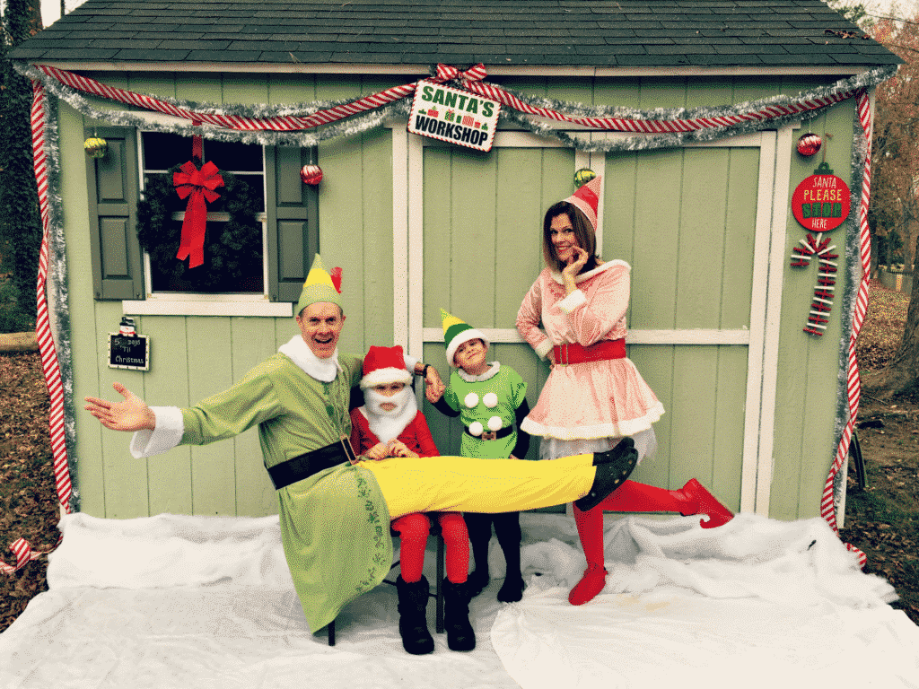 Updyke family dressed as elves for their Christmas Card 2016