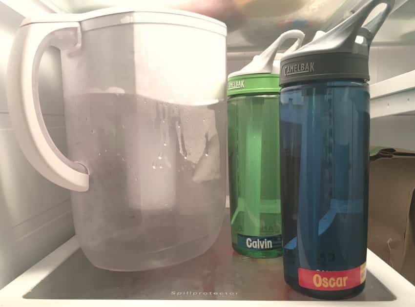 Water Bottles in fridge the night before