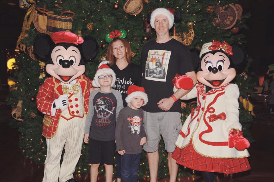 Christmas Mickey and Santa hats and ears at Disney World