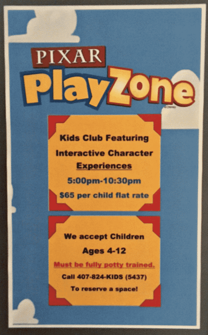 Pixar Play Zone Information