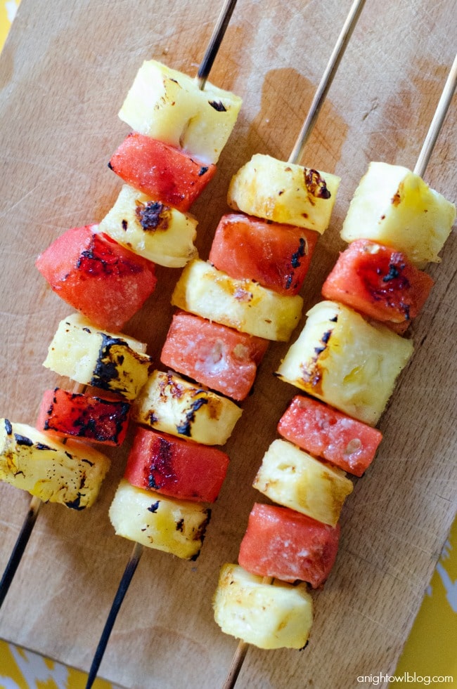 grilled pineapple and watermelon kabobs