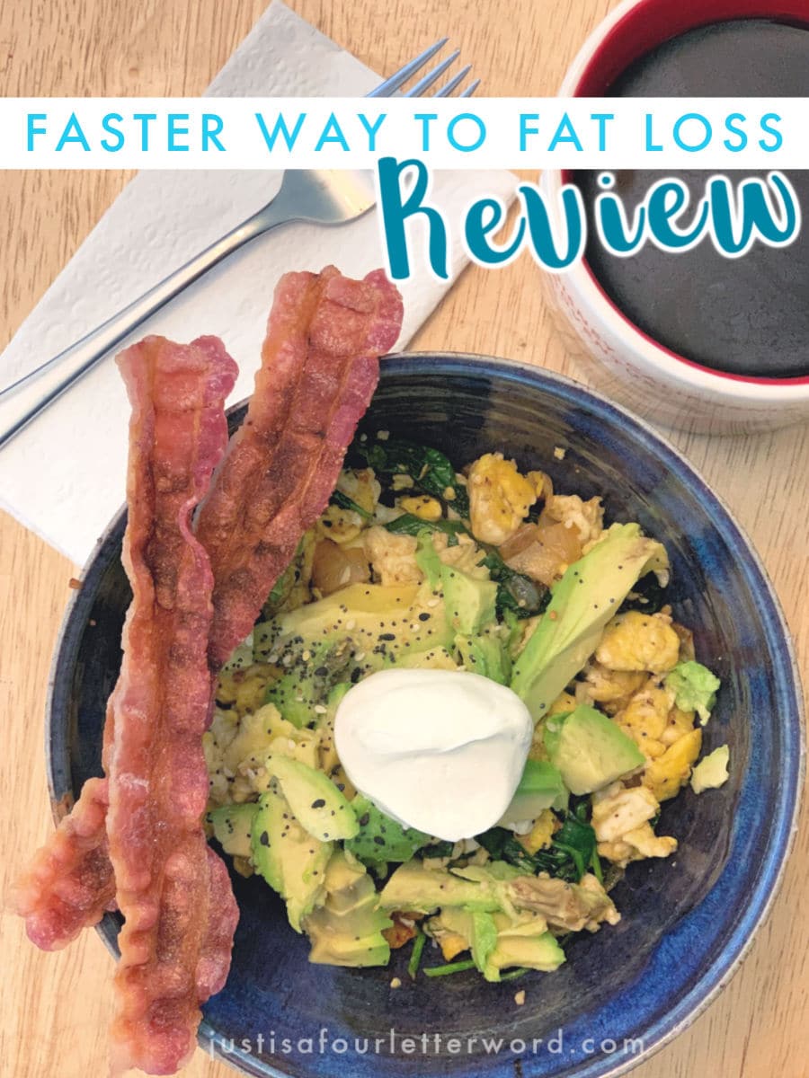 My review of Faster Way to Fat Loss and how I lost 12lbs and 21.5 inches in 6 weeks - photo of eggs and bacon in a bowl with sour cream