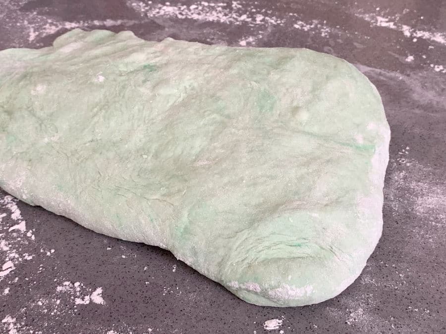 bagel dough on floured surface