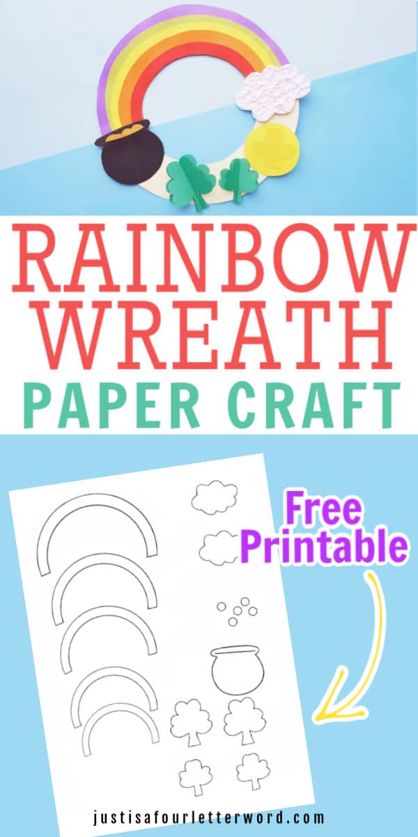 Rainbow wreath paper craft printable