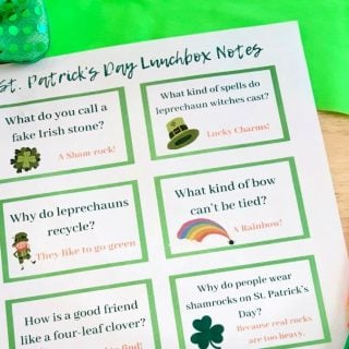 free lunchbox notes for St. Patrick's Day