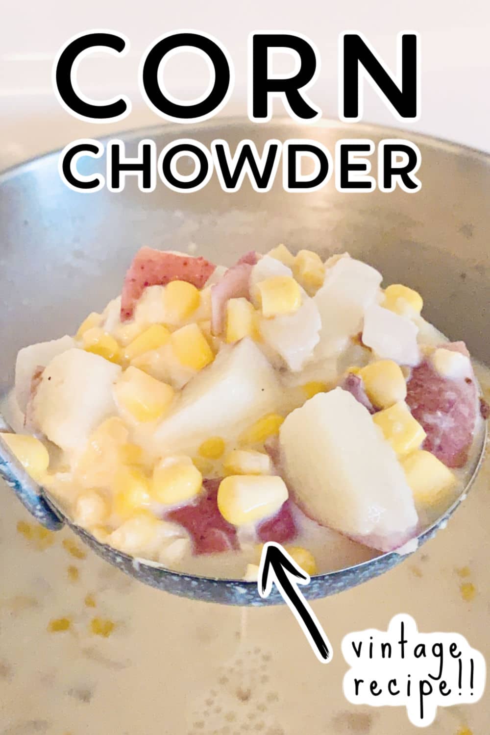Corn Chowder Soup in Ladle