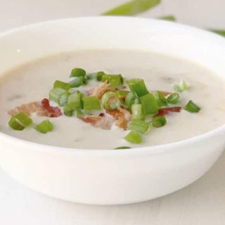 Corn Chowder featured in bowl with toppings