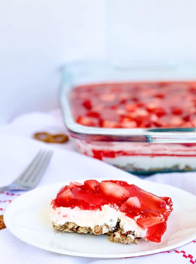 Strawberry Pretzel Salad Dessert - Just is a Four Letter Word