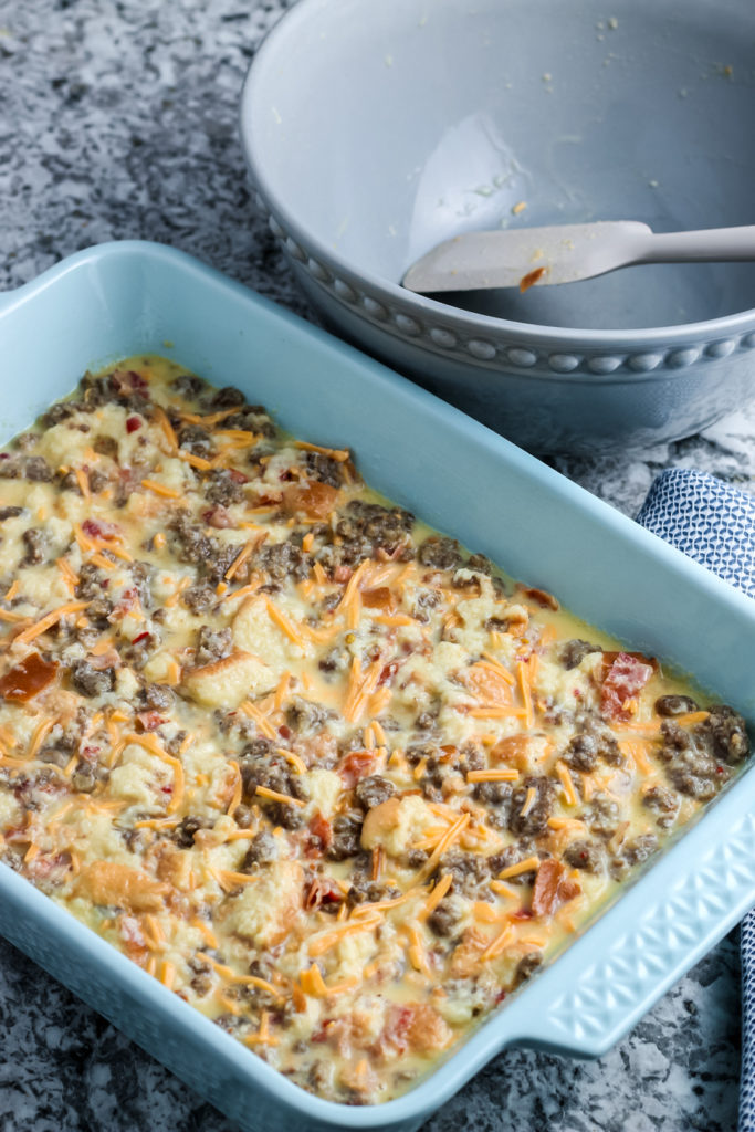 Breakfast Casserole with Bacon and Sausage - Just is a Four Letter Word