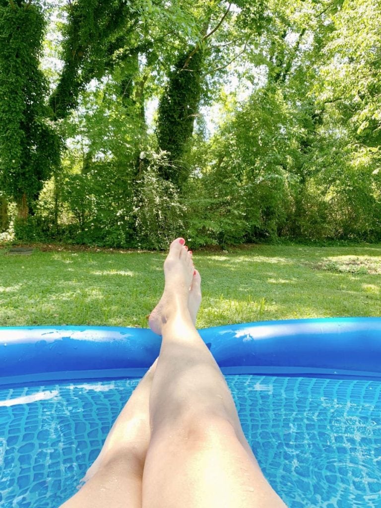 feet up in the pool