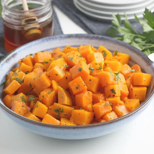 Roasted Butternut Squash In Serving Bowl