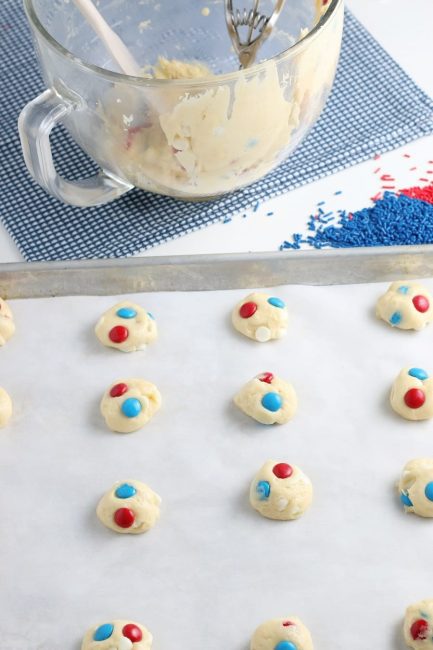 4th of July Cookies on baking sheet