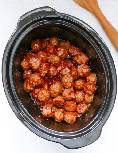 Slow Cooker Sweet and Spicy Meatballs - Just is a Four Letter Word