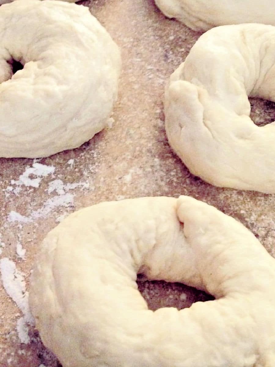 BAGEL DOUGH ROLLED INTO loops