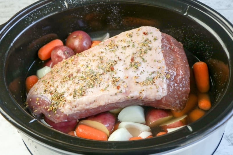 Slow Cooker Corned Beef in crock pot