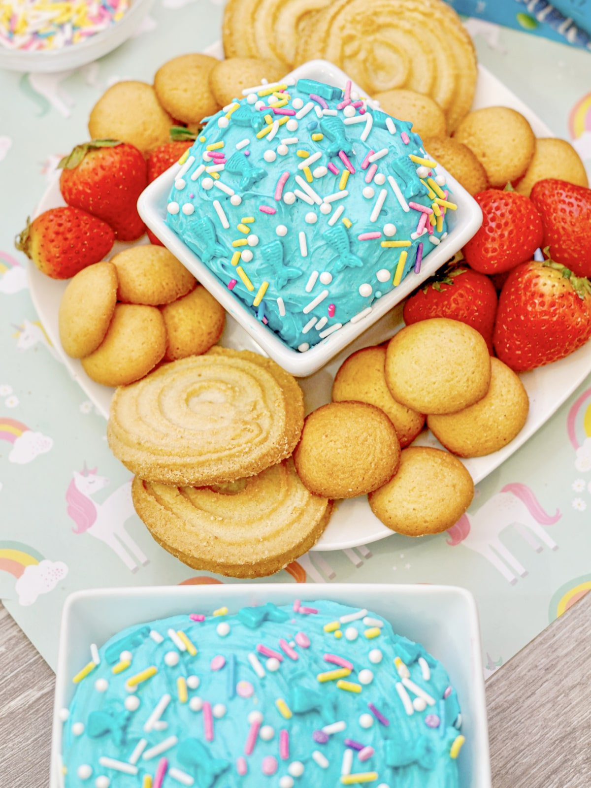 cookie tray with cake mix dip