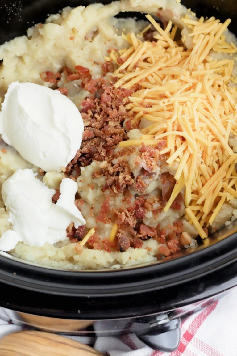 Slow Cooker Loaded Mashed Potatoes - Just is a Four Letter Word