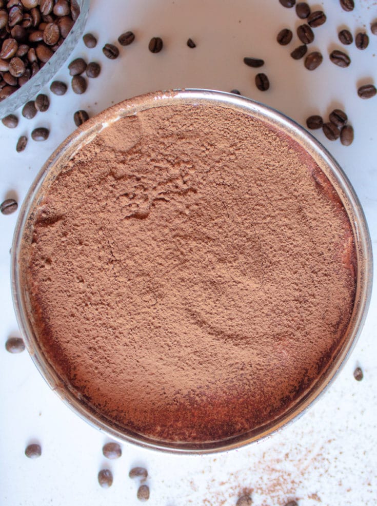 Tiramisu with cocoa powder topping