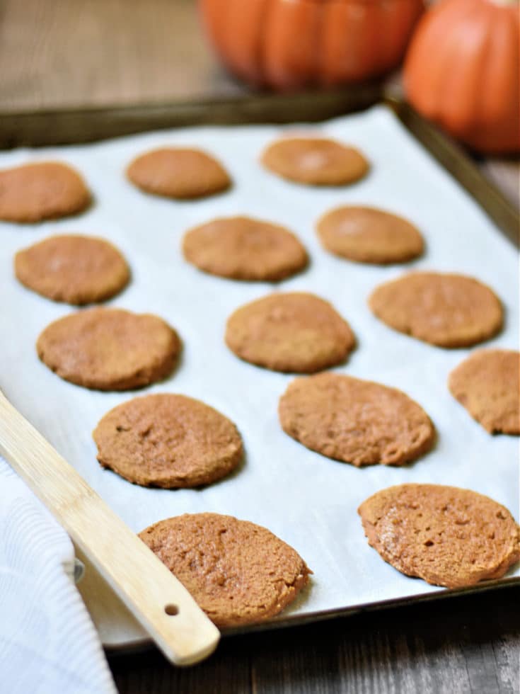 Pumpkin Spice Cookies on cookie sheet