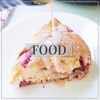 Food category button with image of strawberry cake
