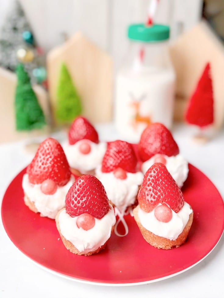 gnome cookie cups on plate with milk