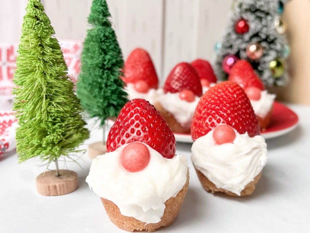 gnome cookie cups with strawberry hats