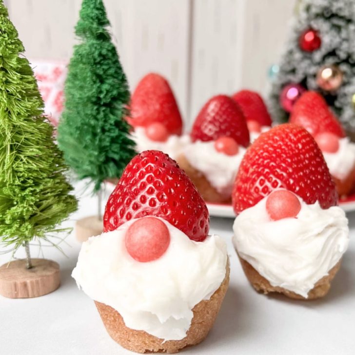 gnome cookie cups with strawberry hats
