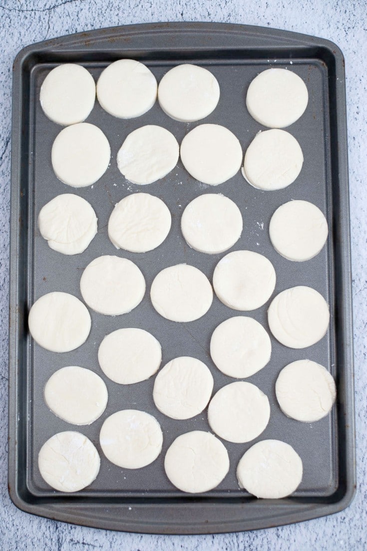 peppermint circles on cookie sheet