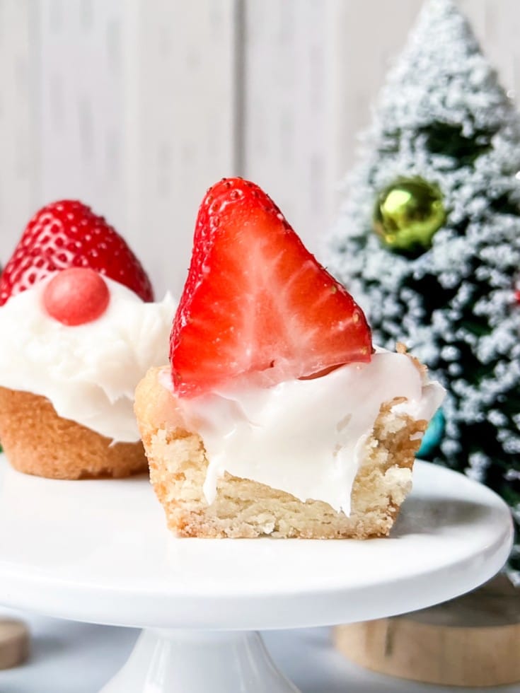 sliced cookie cups with strawberry