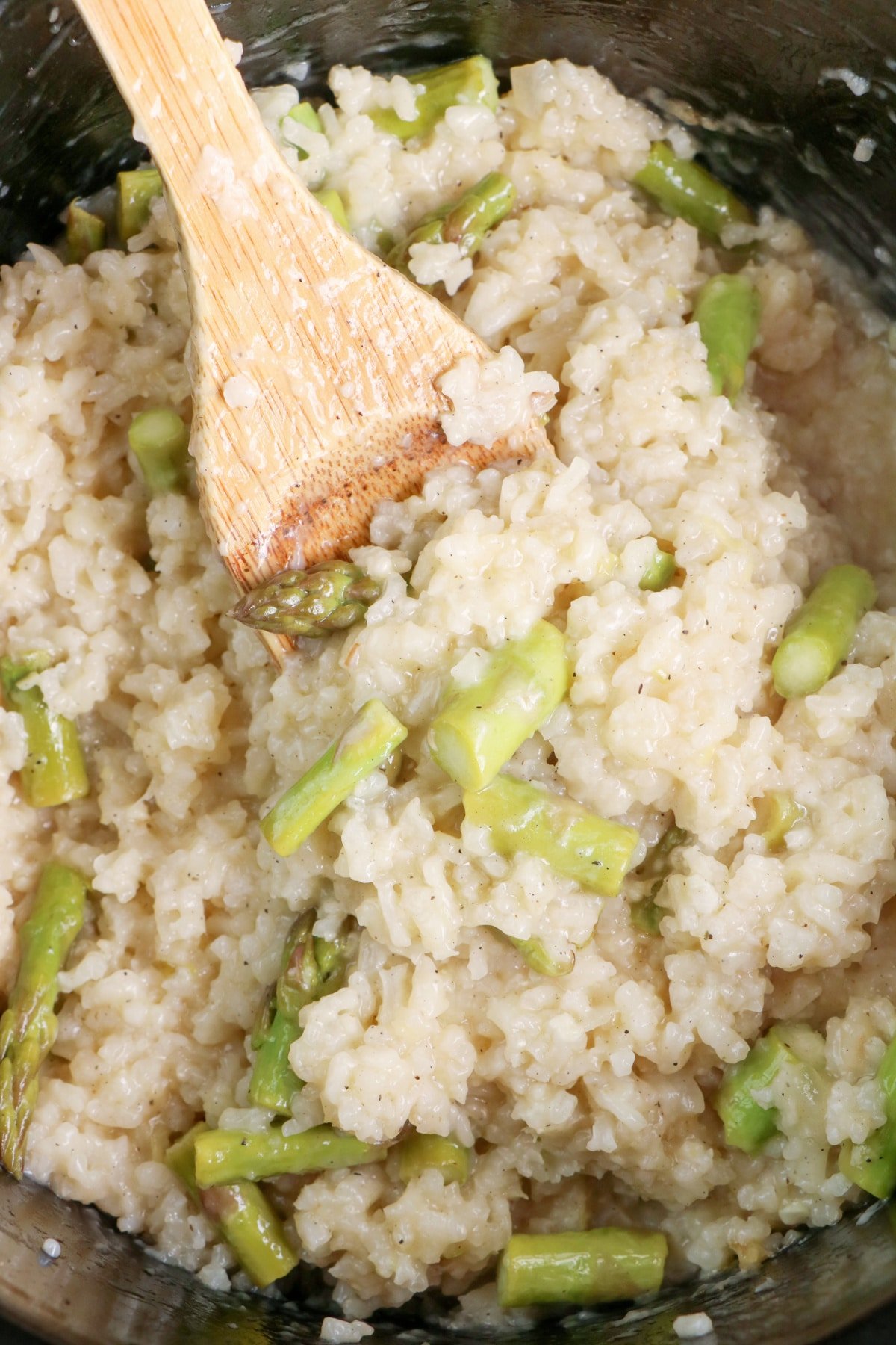 Slow Cooker Asparagus Risotto Ready to Serve