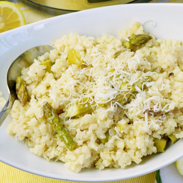 Slow Cooker Asparagus Risotto in Bowl
