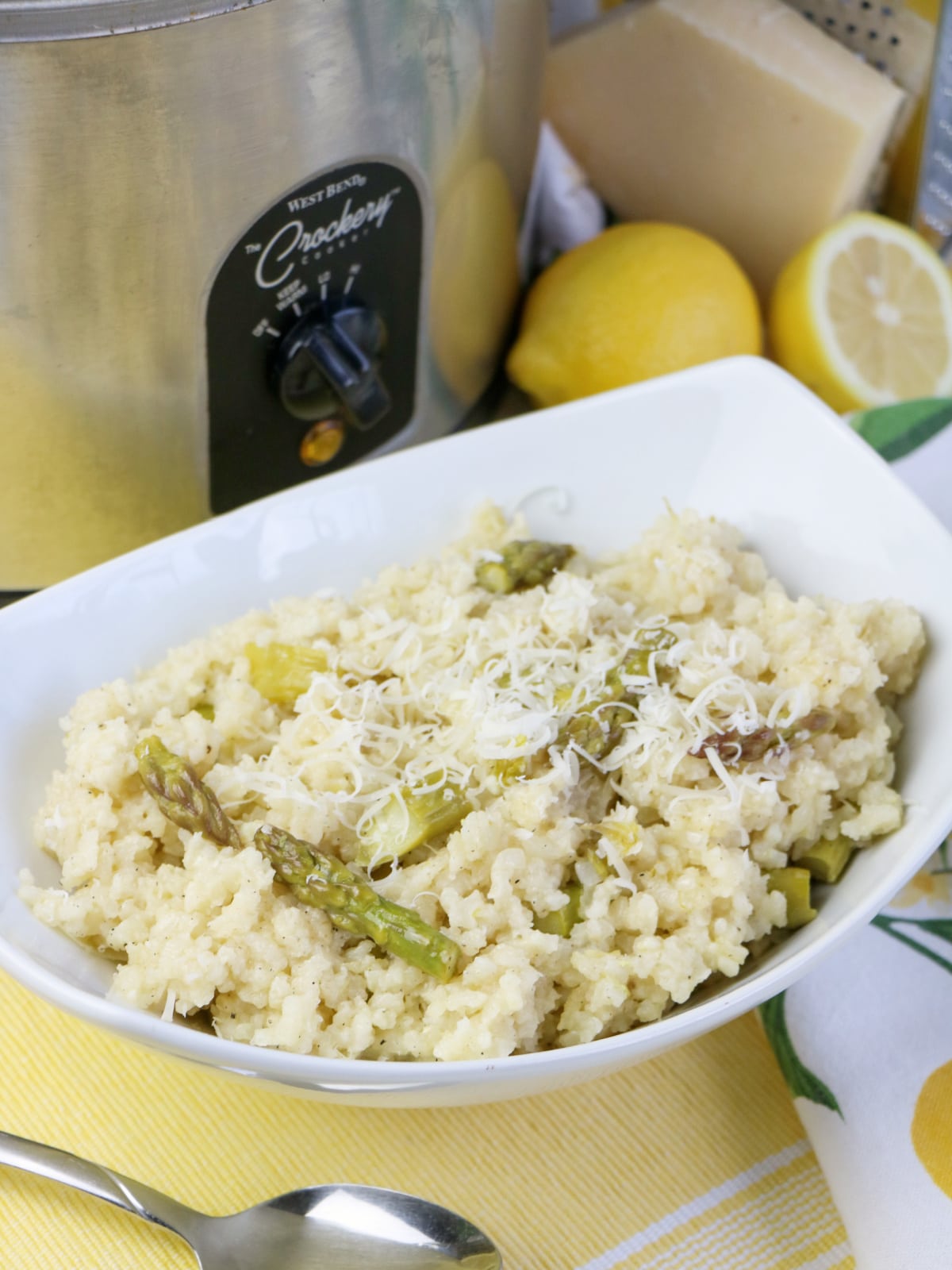 Slow Cooker Asparagus Risotto with Lemon
