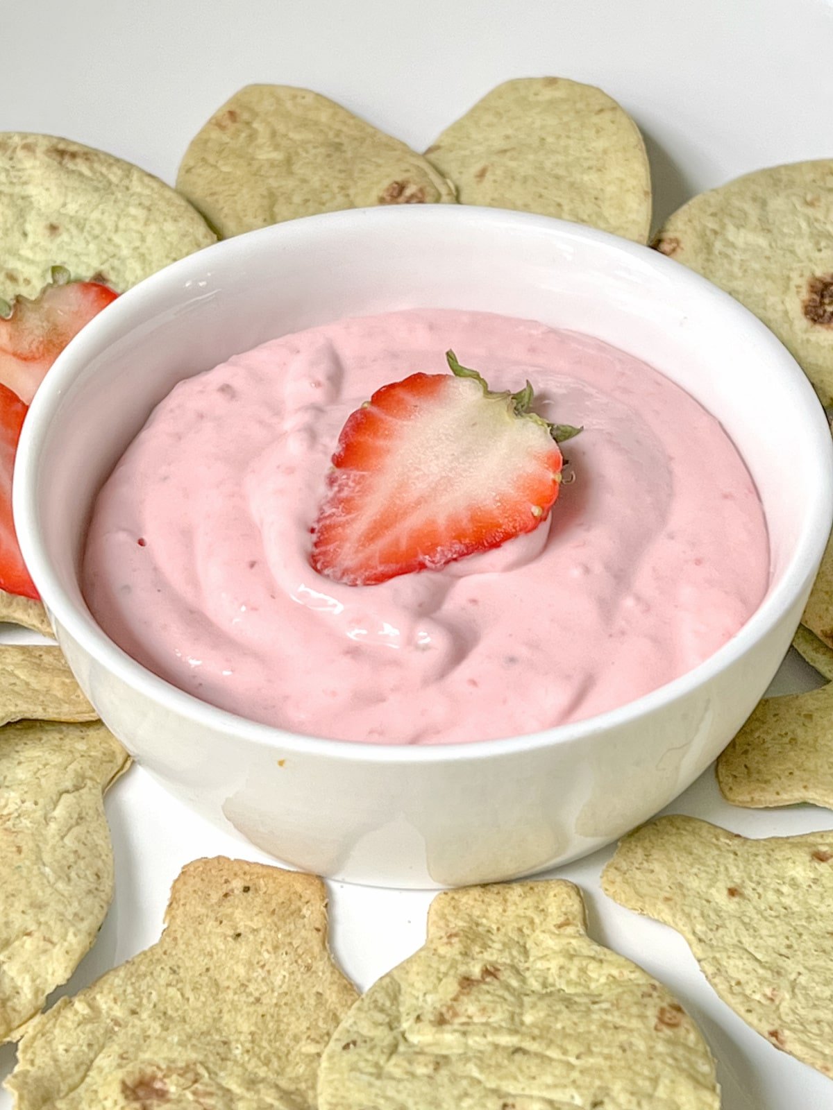 Strawberry Cream Cheese Dip with Spinach Chips