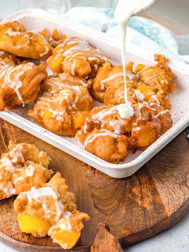 Fried Peach Fritters with Canned Peaches