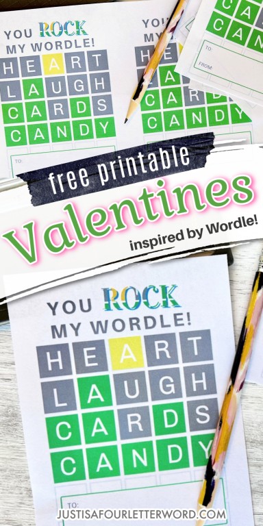 Wordle Inspired Valentine's Day Cards - Just is a Four Letter Word