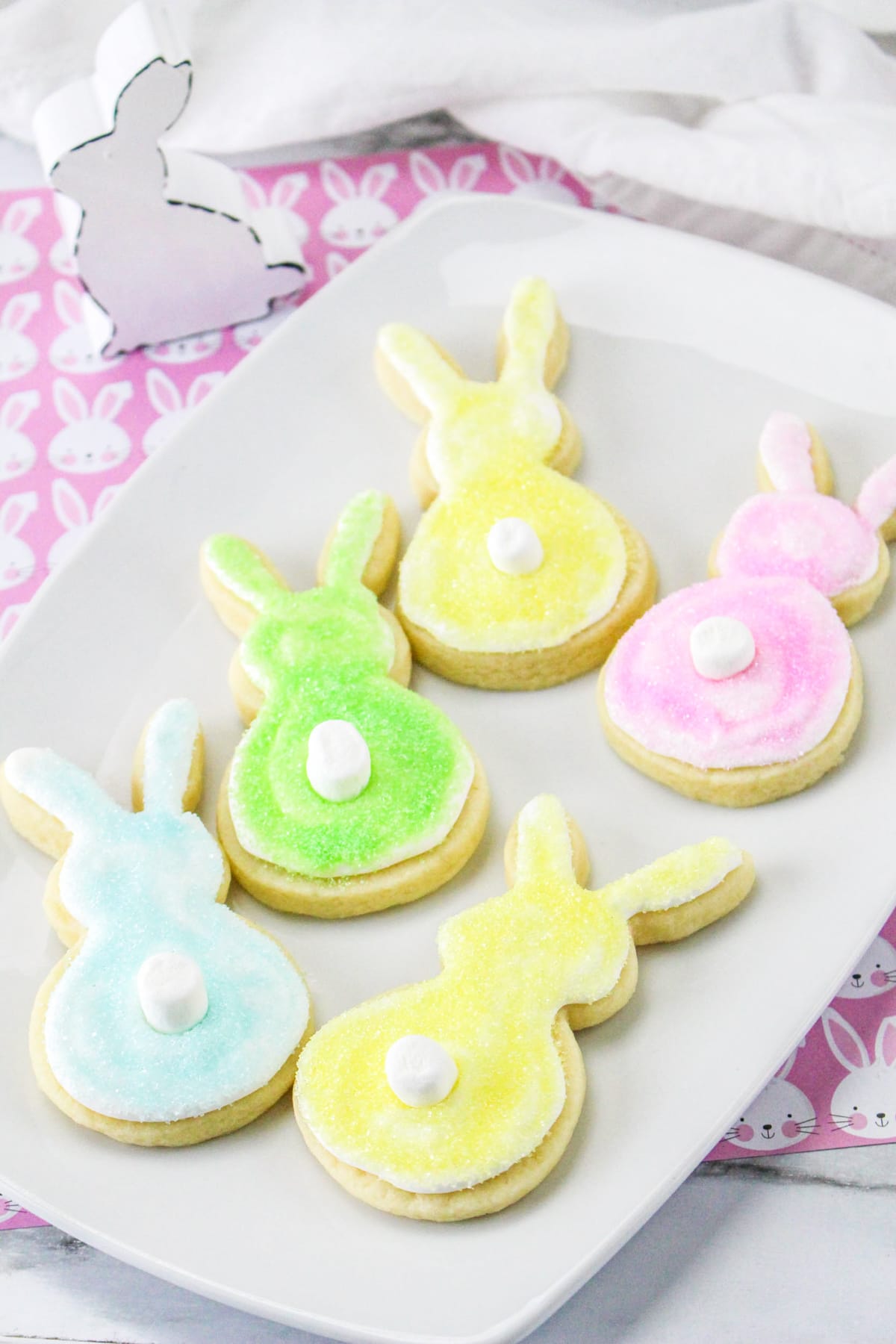 Bunny tail cookies on serving platter