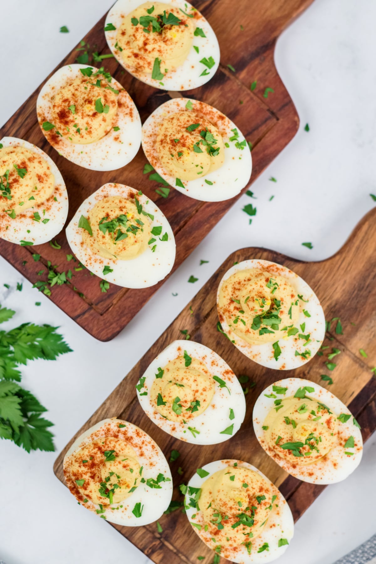 Hummus Deviled Eggs On Serving Platters