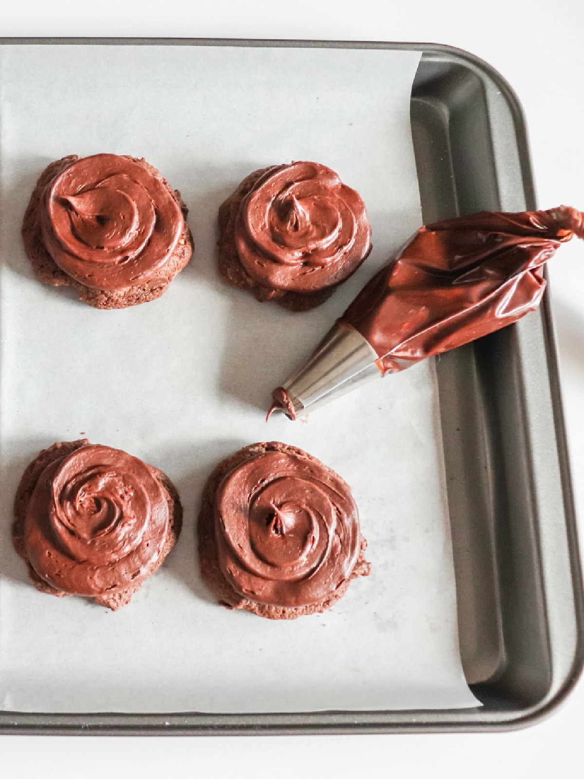 Ice cookies with chocolate frosting