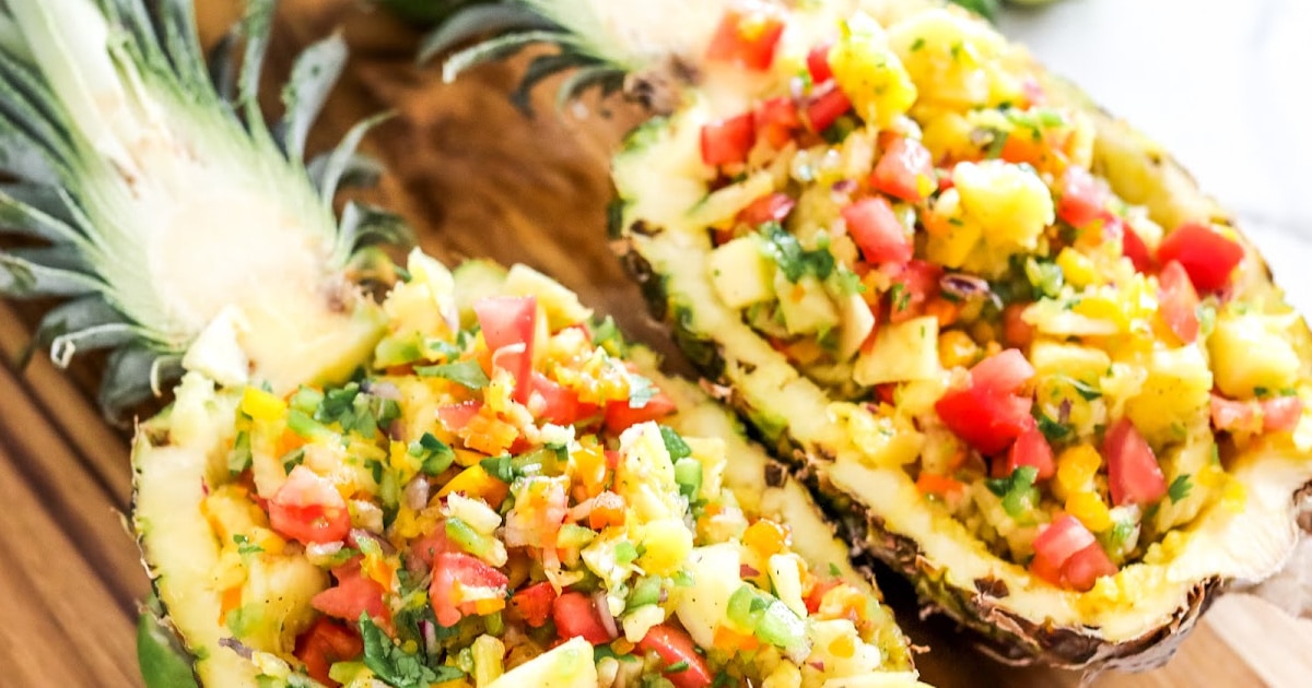 Jalapeno Pineapple Salsa in a Pineapple Bowl - Just is a Four Letter Word