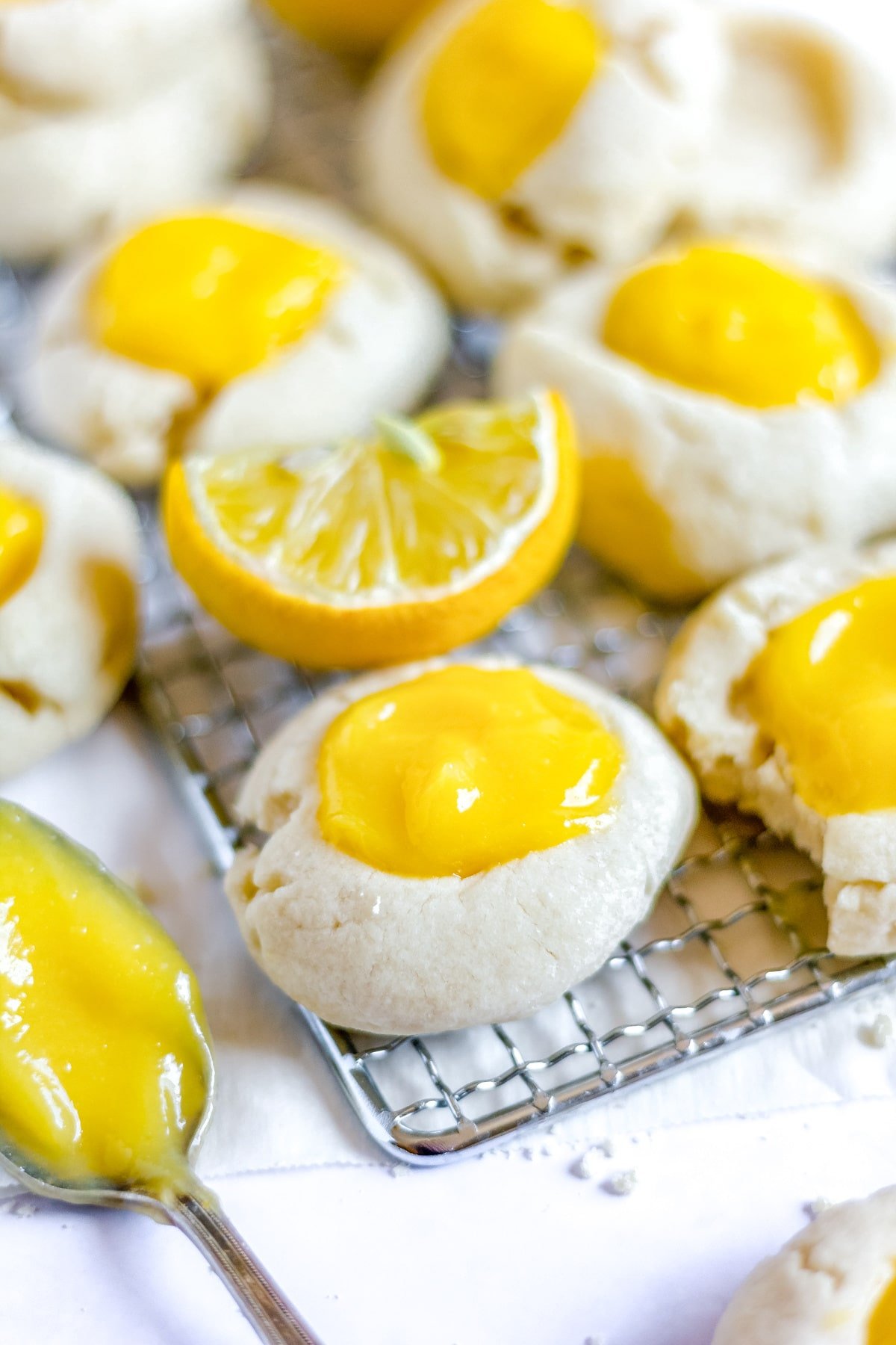 Lemon Curd Cookies on cooling rack