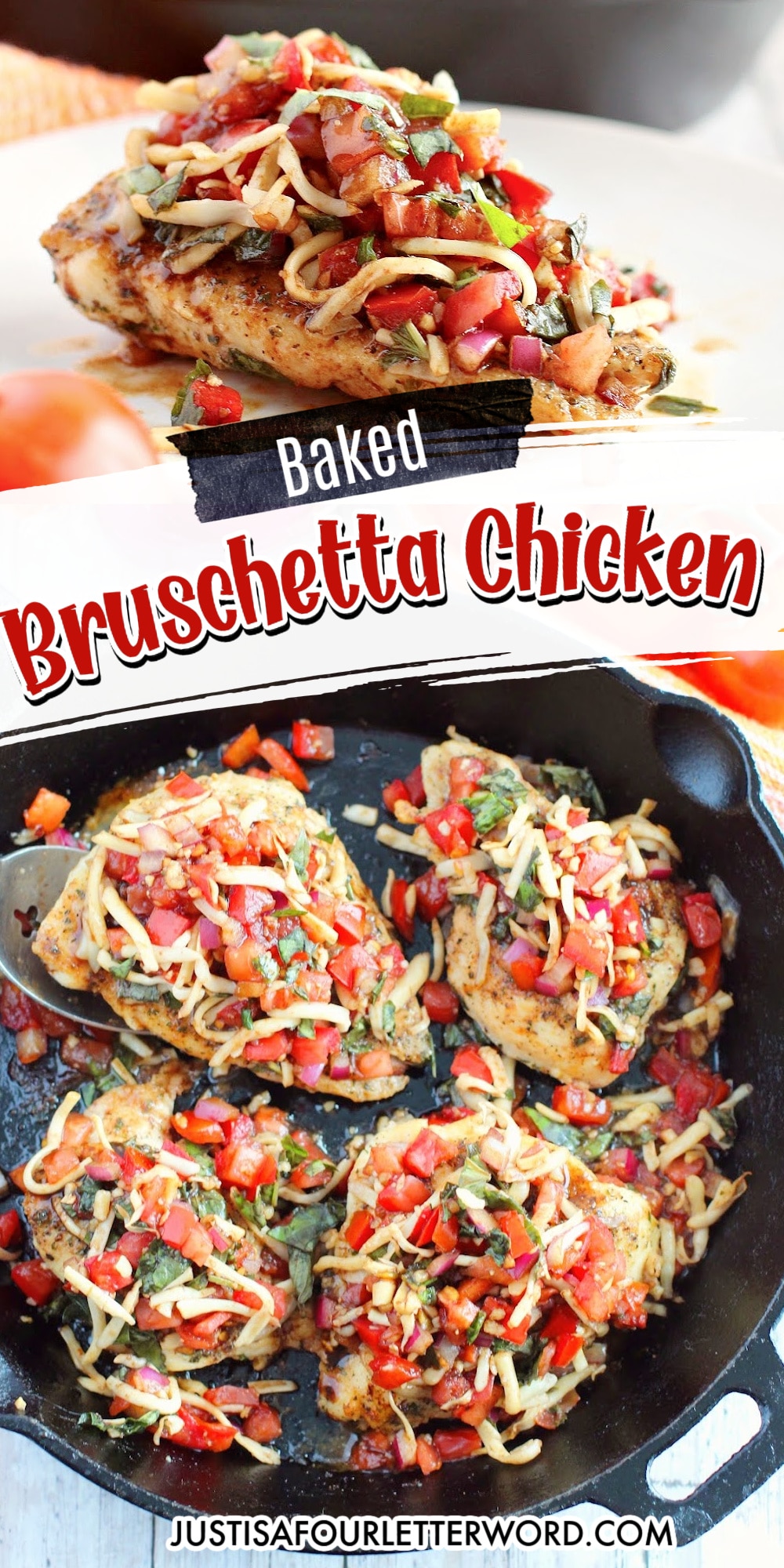 30 Minute Bruschetta Chicken Bake Recipe - Just is a Four Letter Word