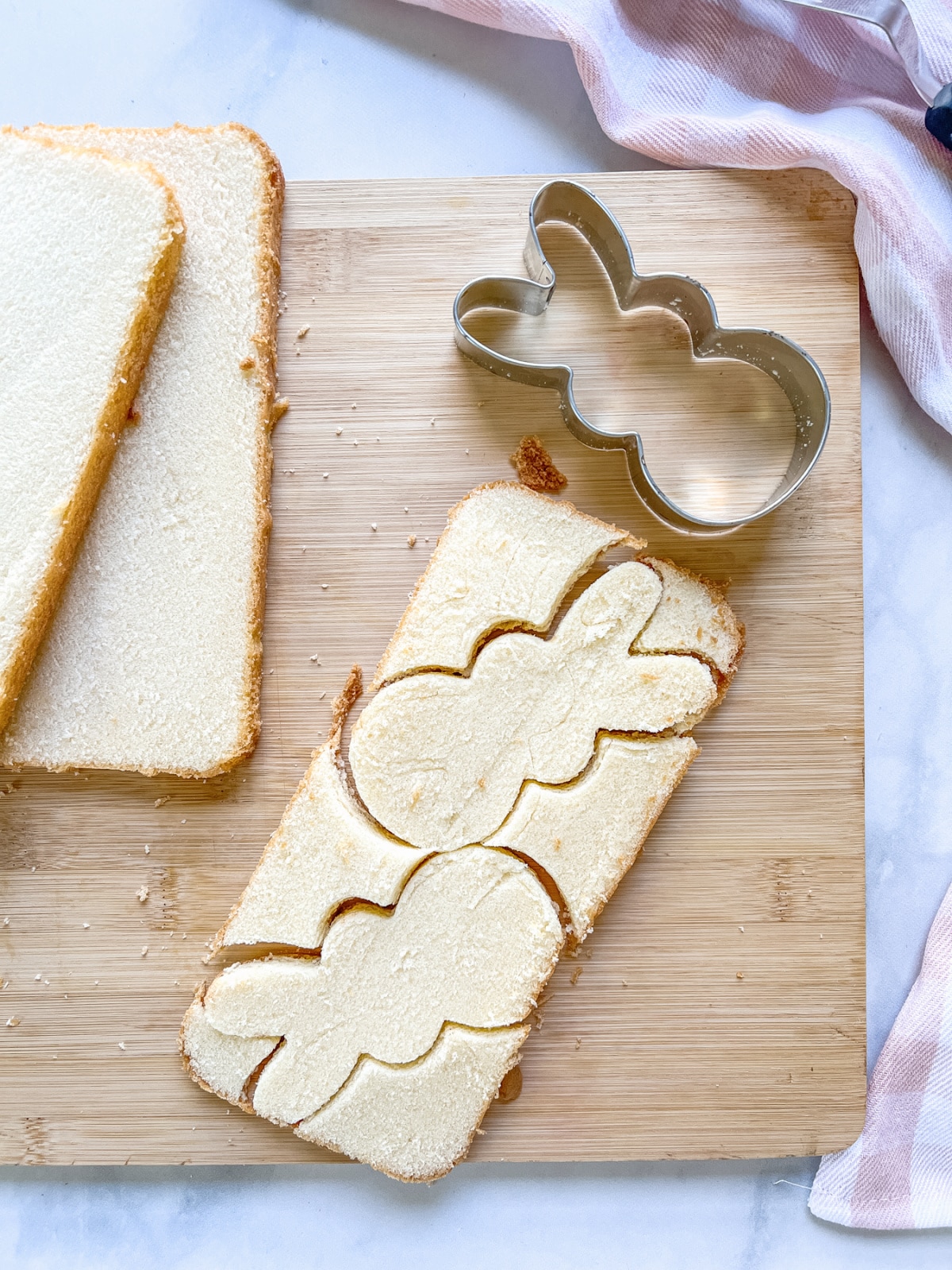 cut out bunnies with a cookie cutter
