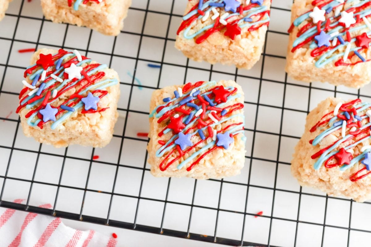 Add melted chocolate and patriotic sprinkles