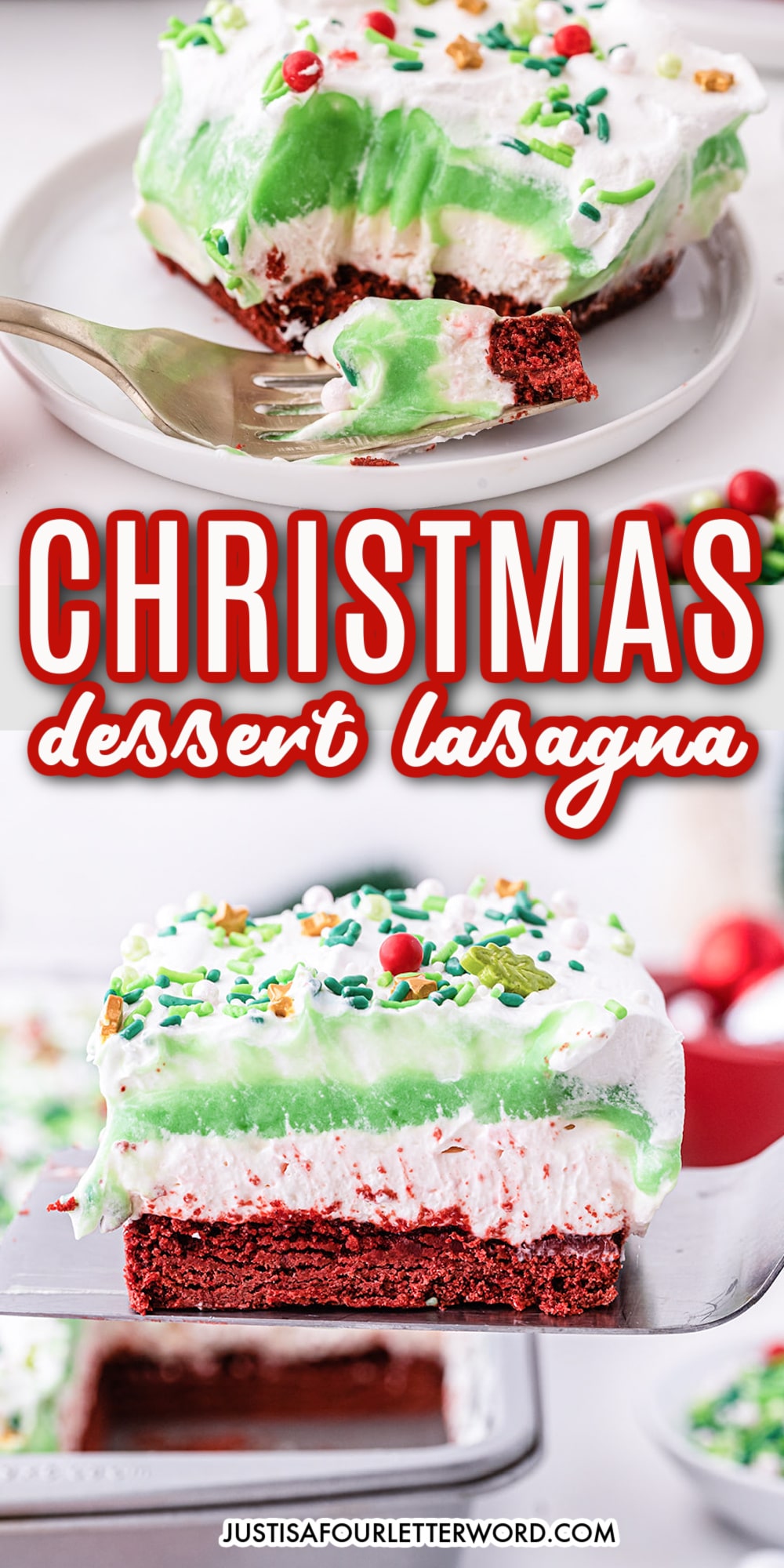 Festive Christmas Lasagna Dessert - Just is a Four Letter Word