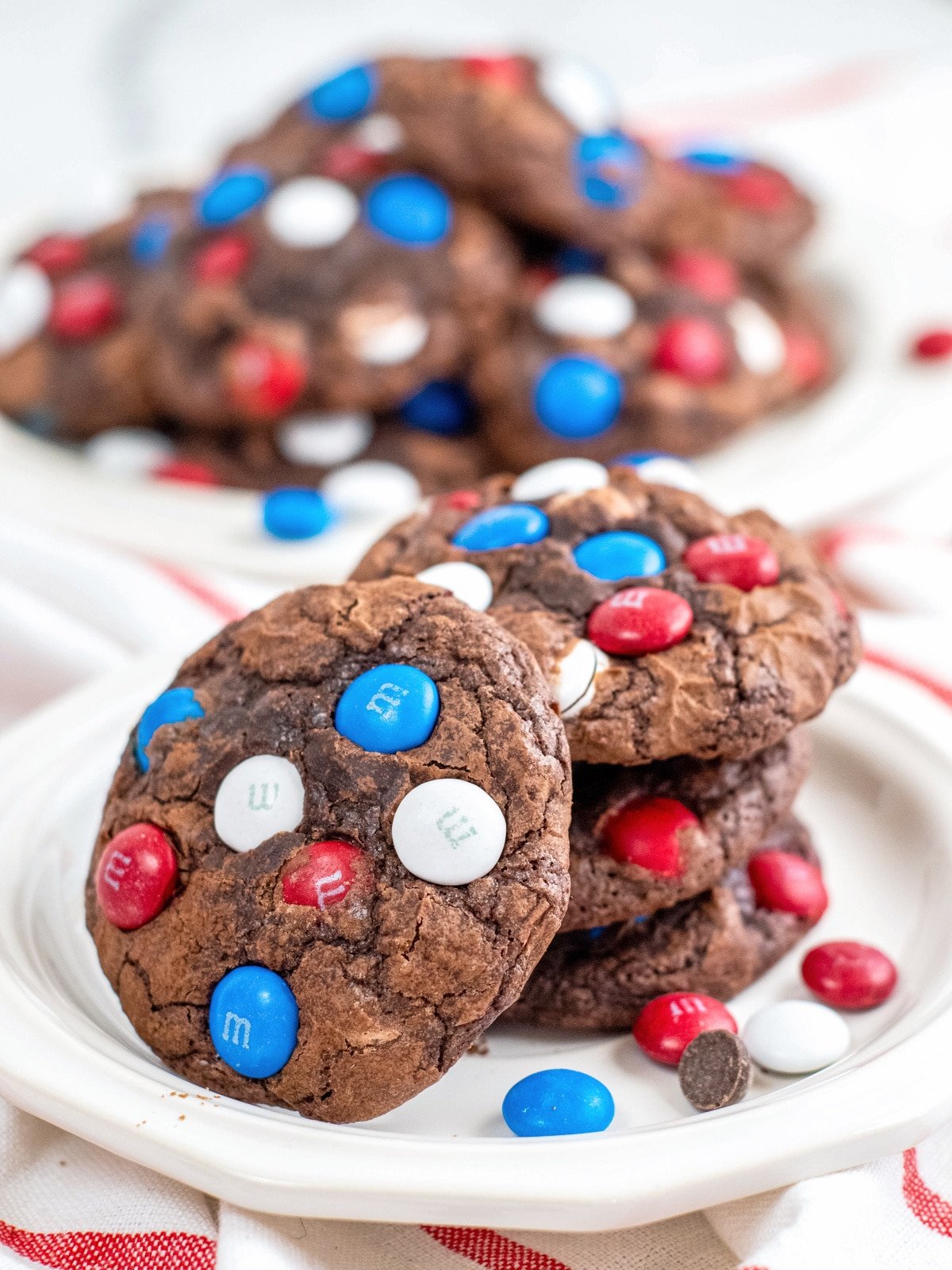 patriotic brownie cookies on plates