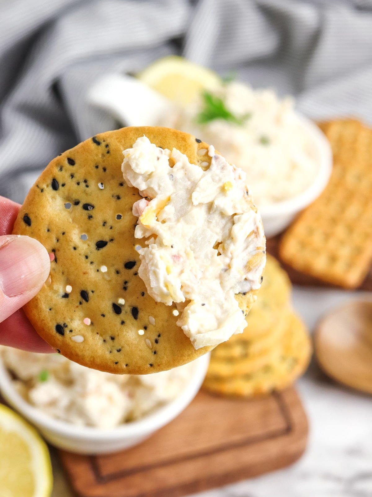 Cold Crab Dip on a cracker